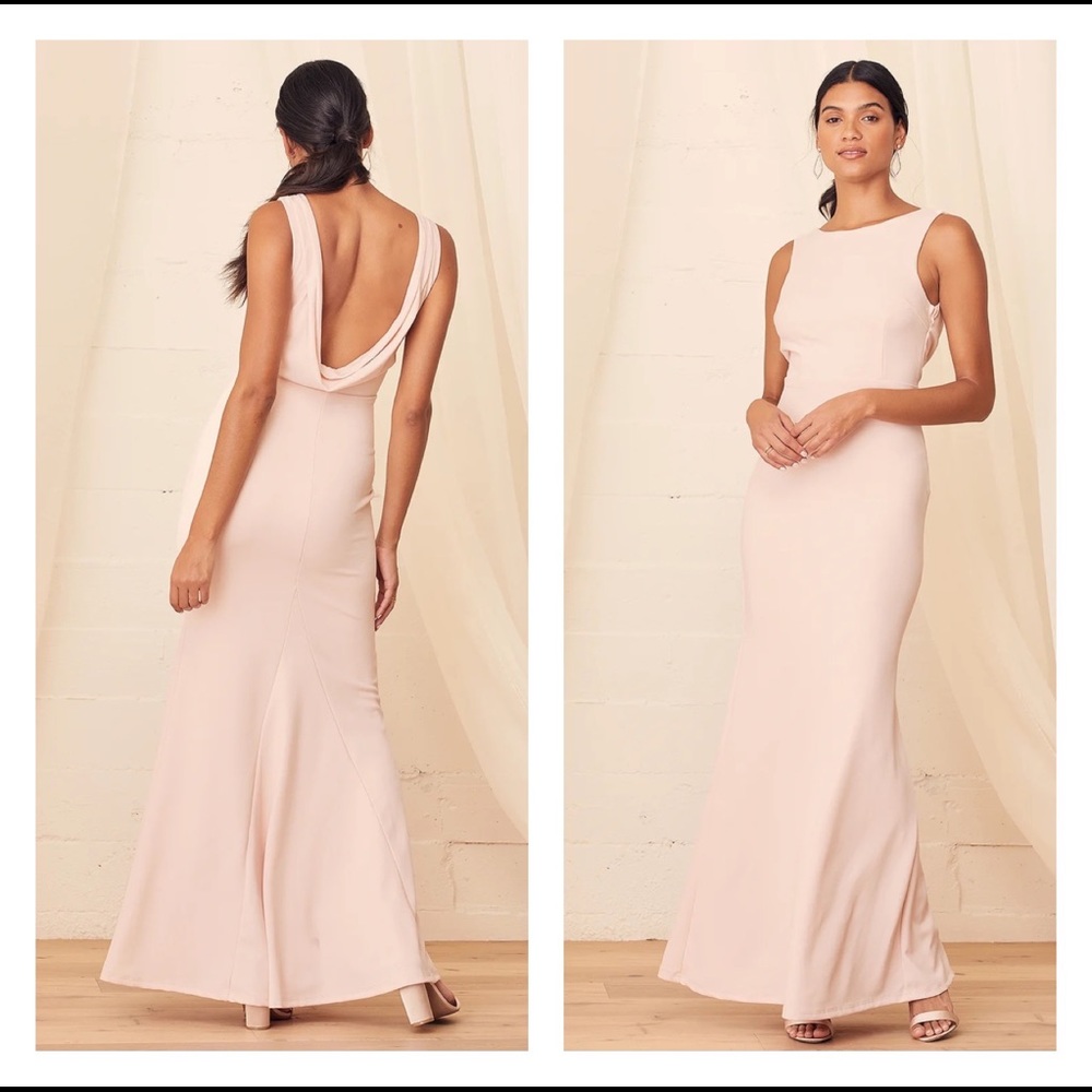 LULUS CALL MY NAME BLUSH BACKLESS GOWN MERMAID SMALL